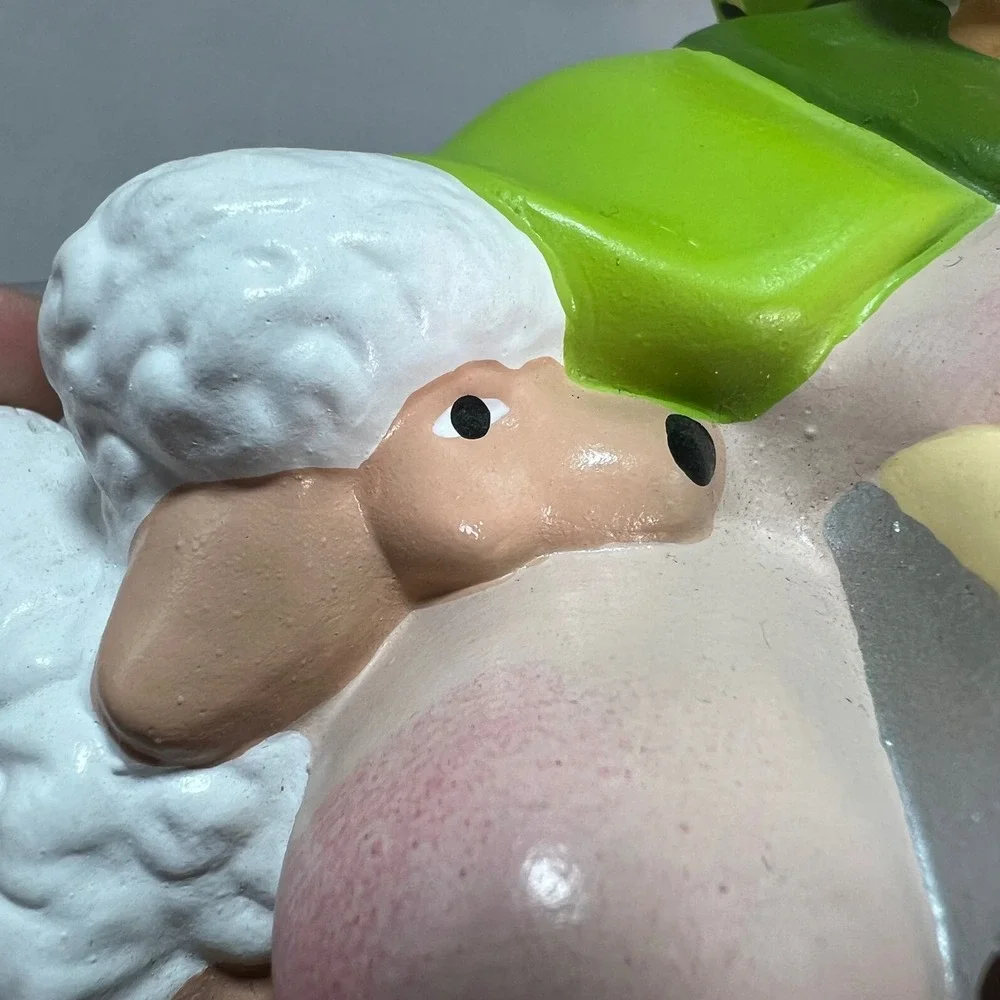 VTG Little Drummer‎ Boy Hobby Ceramic Christmas Figurine Chartreuse Hand Painted